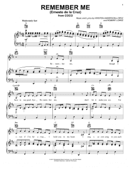 page one of Remember Me (Ernesto de la Cruz) (from Coco) (Piano, Vocal & Guitar Chords (Right-Hand Melody))