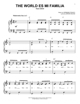 page one of The World Es Mi Familia (from Coco) (Easy Piano)