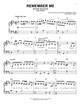 page one of Remember Me (Ernesto de la Cruz) (from Coco) (Easy Piano)