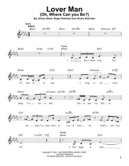 page one of Lover Man (Oh, Where Can You Be?) (Pro Vocal)