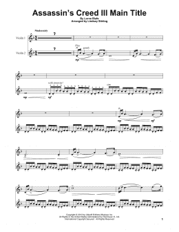 page one of Assassin's Creed III Main Title (Violin Solo)