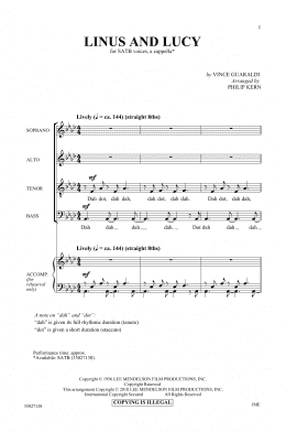 page one of Linus And Lucy (SATB Choir)