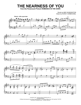 page one of The Nearness Of You (Piano Solo)