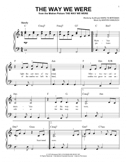 page one of The Way We Were (Very Easy Piano)