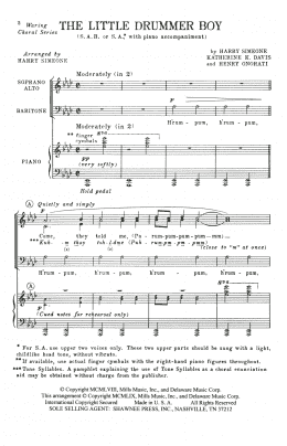 page one of The Little Drummer Boy (SAB Choir)