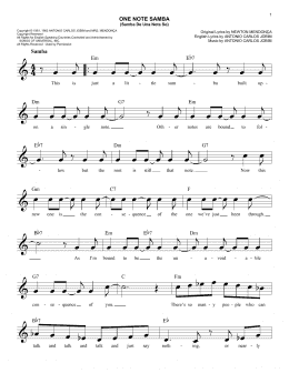 page one of One Note Samba (Samba De Uma Nota So) (Easy Lead Sheet / Fake Book)