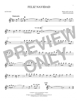 page one of Feliz Navidad (Alto Sax Solo)