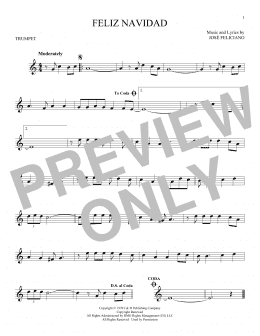 page one of Feliz Navidad (Trumpet Solo)