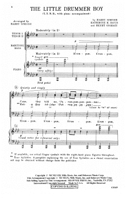 page one of The Little Drummer Boy (TTBB Choir)