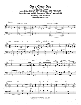 page one of On A Clear Day (You Can See Forever) (Piano Transcription)