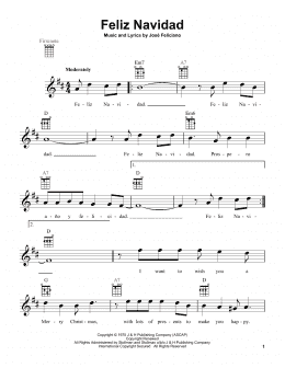 page one of Feliz Navidad (Ukulele)