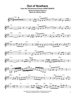 page one of Out Of Nowhere (Clarinet Transcription)