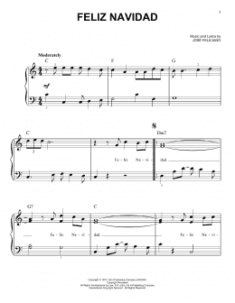 page one of Feliz Navidad (Very Easy Piano)