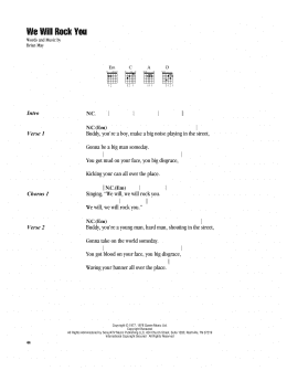 page one of We Will Rock You (Guitar Chords/Lyrics)