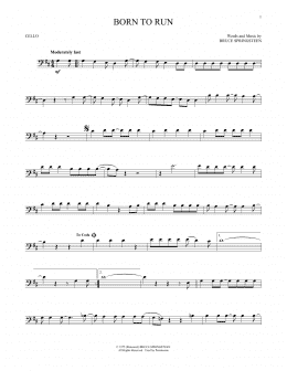 page one of Born To Run (Cello Solo)