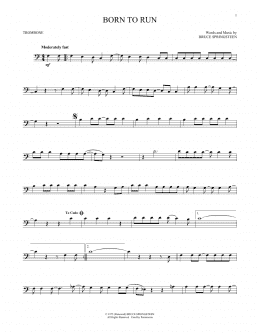 page one of Born To Run (Trombone Solo)