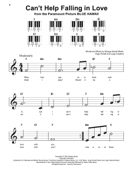 page one of Can't Help Falling In Love (Super Easy Piano)