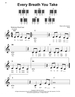 page one of Every Breath You Take (Super Easy Piano)