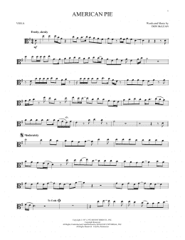 page one of American Pie (Viola Solo)