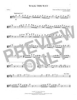 page one of Walk This Way (Viola Solo)