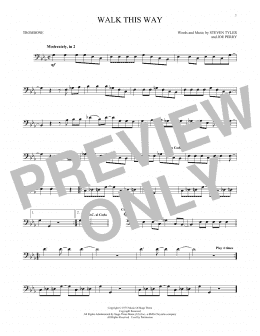 page one of Walk This Way (Trombone Solo)