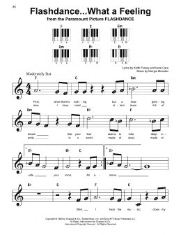 page one of Flashdance...What A Feeling (Super Easy Piano)