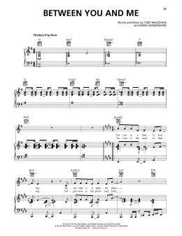 page one of Between You And Me (Piano, Vocal & Guitar Chords (Right-Hand Melody))