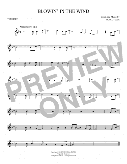 page one of Blowin' In The Wind (Trumpet Solo)