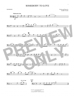 page one of Somebody To Love (Trombone Solo)