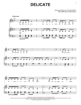 page one of Delicate (Piano, Vocal & Guitar Chords (Right-Hand Melody))