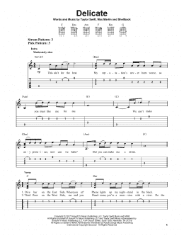 page one of Delicate (Easy Guitar Tab)