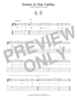 page one of Down In The Valley (Easy Guitar Tab)