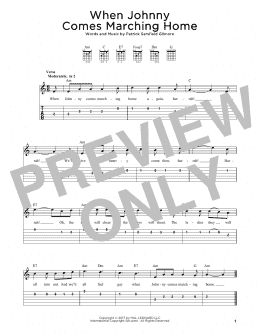 page one of When Johnny Comes Marching Home (Easy Guitar Tab)