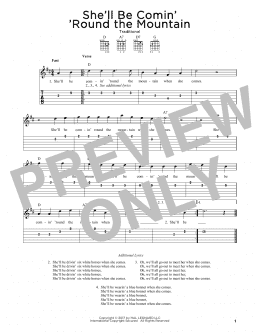 page one of She'll Be Comin' 'Round The Mountain (Easy Guitar Tab)