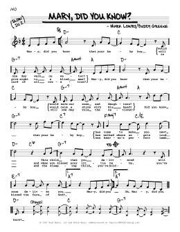 page one of Mary, Did You Know? (Real Book – Melody, Lyrics & Chords)