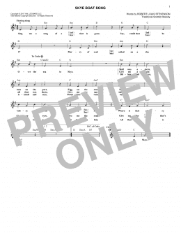 page one of Skye Boat Song (Lead Sheet / Fake Book)