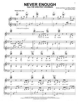 page one of Never Enough (from The Greatest Showman) (Piano, Vocal & Guitar Chords (Right-Hand Melody))