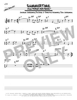 page one of Summertime (Real Book – Melody & Chords)