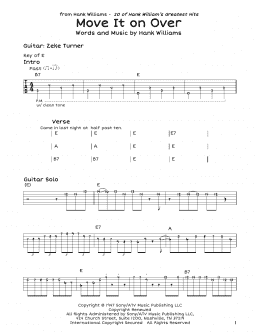 page one of Move It On Over (Guitar Cheat Sheet)