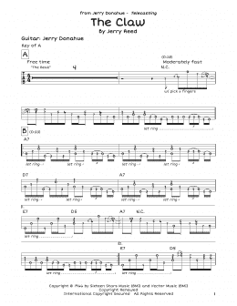 page one of The Claw (Guitar Cheat Sheet)