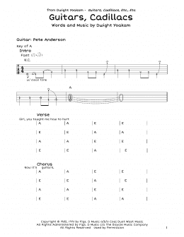 page one of Guitars, Cadillacs (Guitar Cheat Sheet)