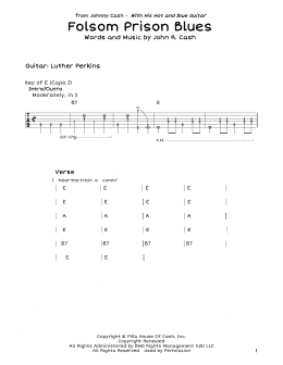 page one of Folsom Prison Blues (Guitar Cheat Sheet)