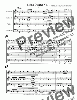 page one of String Quartet No. 1, Complete Score