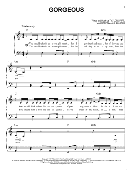 page one of Gorgeous (Easy Piano)