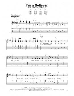 page one of I'm A Believer (Easy Guitar Tab)