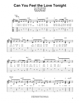 page one of Can You Feel The Love Tonight (from The Lion King) (Solo Guitar)