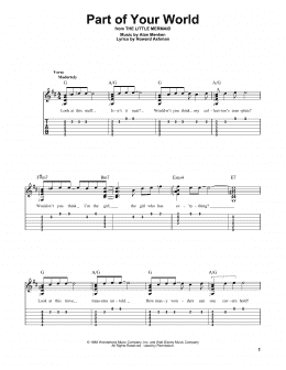 page one of Part Of Your World (from The Little Mermaid) (Solo Guitar)