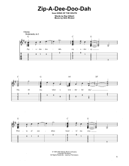 page one of Zip-A-Dee-Doo-Dah (from Song Of The South) (Solo Guitar)