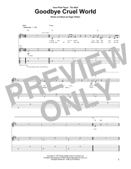 page one of Goodbye Cruel World (Guitar Tab)