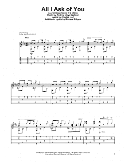 page one of All I Ask Of You (from The Phantom Of The Opera) (Solo Guitar)